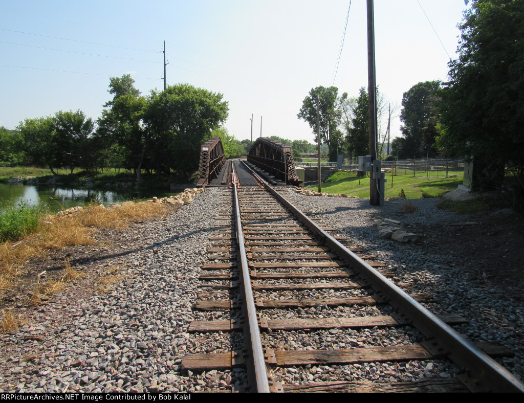 Wisconsin Central Railroad spur to Expera. Railroad bridge crossing the Fox River lock & canal